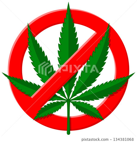 Stop Sign with Hemp Leaf - Stock Illustration [134381068] - PIXTA