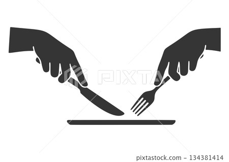 Knife and fork silhouette illustration Knife and fork silhouette illustration 134381414