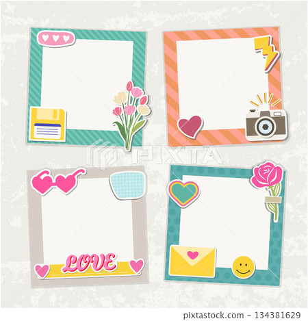 Vintage hipster retro stile photo frame. 134381629