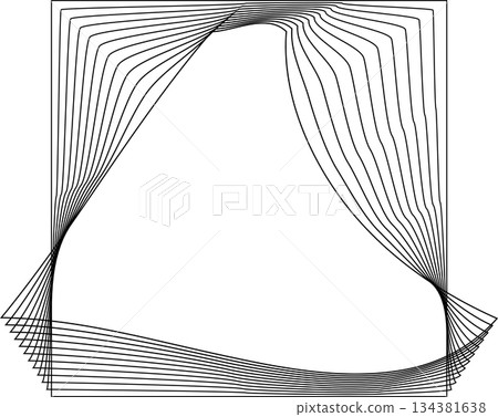 Square shape line warp effect. Technology element 134381638