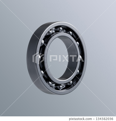 Precision Steel Ball Bearing Component. 3D Rendering. Precision Steel Ball Bearing Component. 3D Rendering. 134382036
