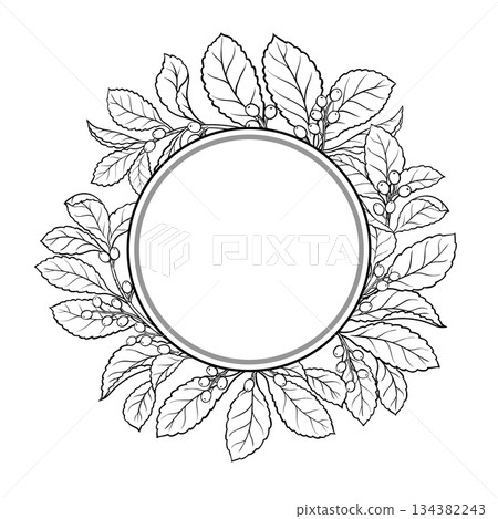 Yerba Mate Outline Round Frame. Yerba Mate Outline Round Frame. 134382243