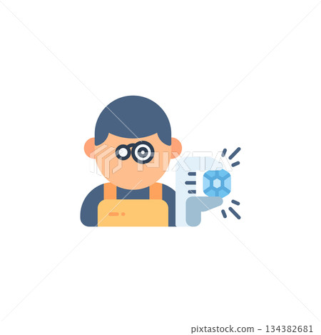 Gem Craftsman Avatar vector icon. Jewelry icon flat style. perfect use for logo, presentation, website, and more. modern icon design color style Gem Craftsman Avatar vector icon. Jewelry icon flat style. perfect use for logo, presentation, website, and more. modern icon design color style 134382681