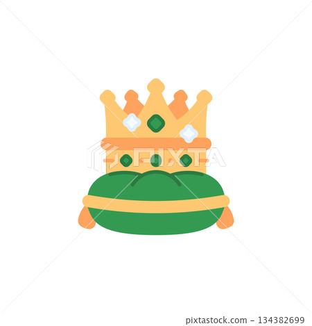 Crown King In Pillow vector icon. Jewelry icon flat style. perfect use for logo, presentation, website, and more. modern icon design color style Crown King In Pillow vector icon. Jewelry icon flat style. perfect use for logo, presentation, website, and more. modern icon design color style 134382699