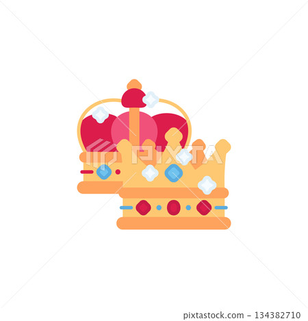 King And Queen Crown vector icon. Jewelry icon flat style. perfect use for logo, presentation, website, and more. modern icon design color style King And Queen Crown vector icon. Jewelry icon flat style. perfect use for logo, presentation, website, and more. modern icon design color style 134382710