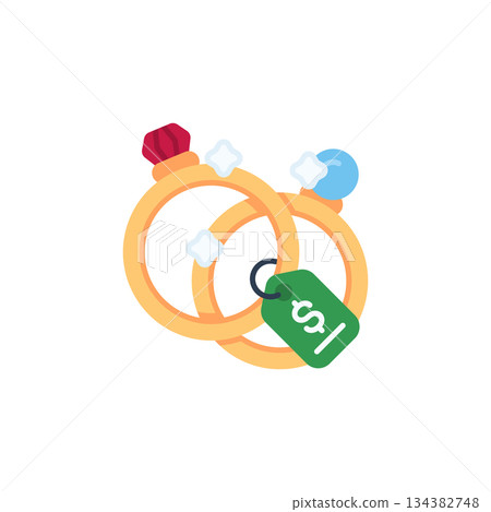Ring Label Tag vector icon. Jewelry icon flat style. perfect use for logo, presentation, website, and more. modern icon design color style 134382748