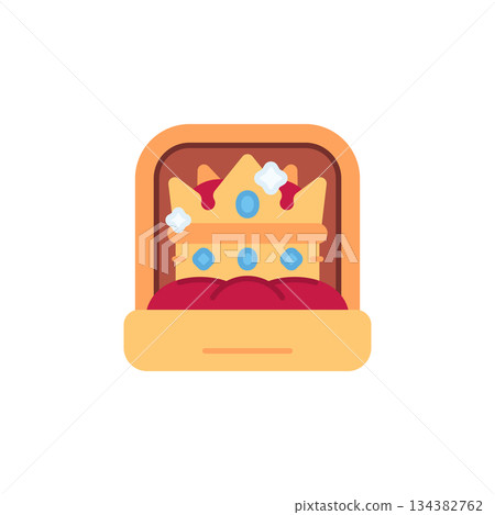 Crown In Box vector icon. Jewelry icon flat style. perfect use for logo, presentation, website, and more. modern icon design color style Crown In Box vector icon. Jewelry icon flat style. perfect use for logo, presentation, website, and more. modern icon design color style 134382762