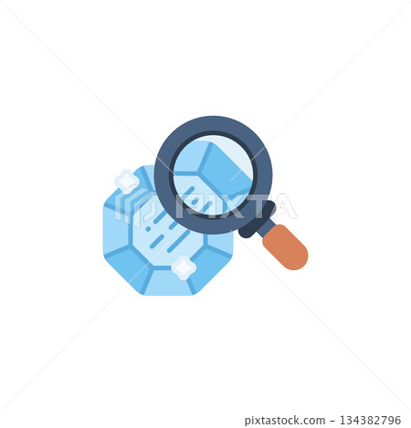Magnifying Glass with Diamond vector icon. Jewelry icon flat style. perfect use for logo, presentation, website, and more. modern icon design color style Magnifying Glass with Diamond vector icon. Jewelry icon flat style. perfect use for logo, presentation, website, and more. modern icon design color style 134382796