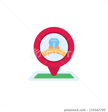 Jewelry map location vector icon. Jewelry icon flat style. perfect use for logo, presentation, website, and more. modern icon design color style 134382799