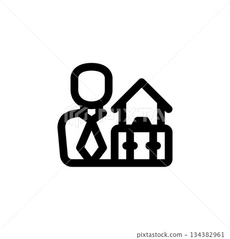 real estate seller vector icon. real estate icon outline style. perfect use for logo, presentation, website, and more. simple modern icon design line style 134382961