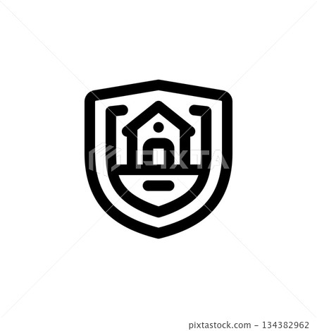 real estate protection vector icon. real estate icon outline style. perfect use for logo , presentation, website, and more. simple modern icon design line style 134382962