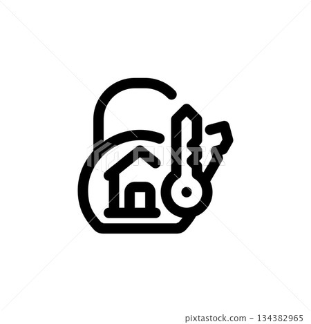 house lock vector icon. real estate icon outline style. perfect use for logo, presentation, website, and more. simple modern icon design line style 134382965