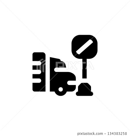 no truck sign vector icon. real estate icon solid style. perfect use for logo, presentation, website, and more. simple modern icon design glyph style no truck sign vector icon. real estate icon solid style. perfect use for logo, presentation, website, and more. simple modern icon design glyph style 134383258