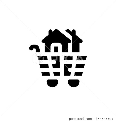 house trolley vector icon. real estate icon solid style. perfect use for logo, presentation, website, and more. simple modern icon design glyph style 134383305