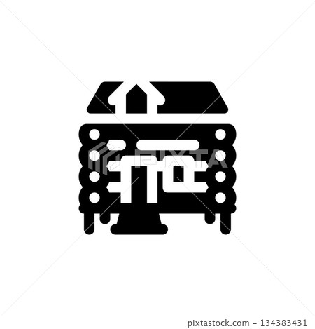 wood cabin vector icon. real estate icon flat style. perfect use for logo, presentation, website, and more. simple modern icon design color style 134383431