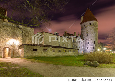 Tall Hermann tower at night, Tallinn, Estonia Tall Hermann tower at night, Tallinn, Estonia 134383655