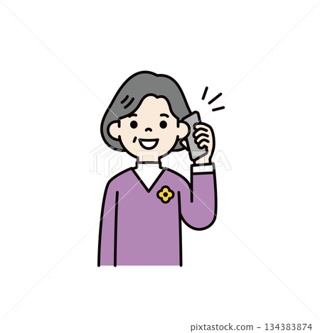 正在使用智慧型手機的祖母,中年婦女,向量插畫材質_顏色 正在使用智慧型手機的祖母,中年婦女,向量插畫材質_顏色 134383874