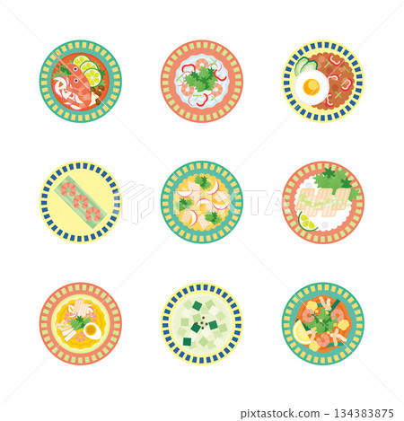 Ethnic food illustration set 134383875