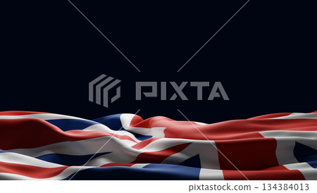 United kingdom or england flag on dark blue background with copy space 3D render 134384013