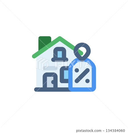 real estate discount vector icon. real estate icon flat style. perfect use for logo, presentation, website, and more. simple modern icon design color style 134384060