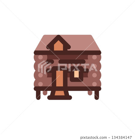wood cabin vector icon. real estate icon flat style. perfect use for logo, presentation, website, and more. simple modern icon design color style 134384147
