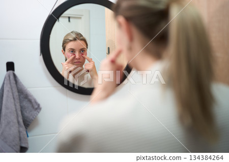Morning Mirror Check with Cooling Eye Patches 134384264