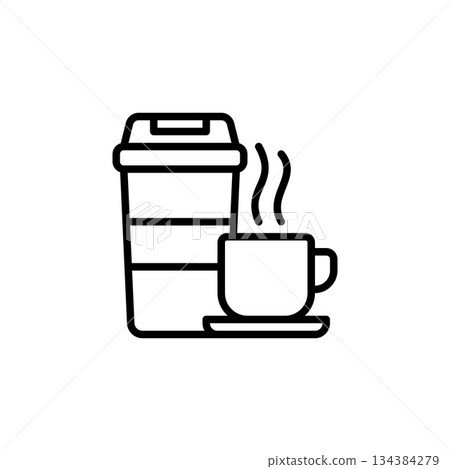 coffee vector icon. office and business icon outline style. perfect use for logo, presentation, website, and more. simple modern icon design line style 134384279
