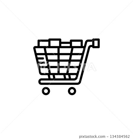 shopping cart vector icon line style. Perfect for website, application, commerce, presentation, logo and more. simple, thin and modern outline icon 134384562