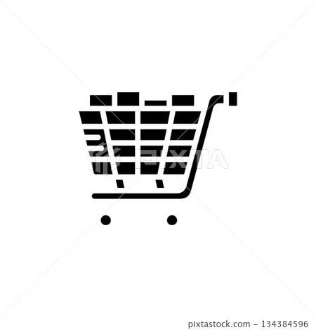 shopping cart vector icon solid style. Perfect for website, application, commerce, presentation, logo and more. simple, thin and modern solid icon 134384596