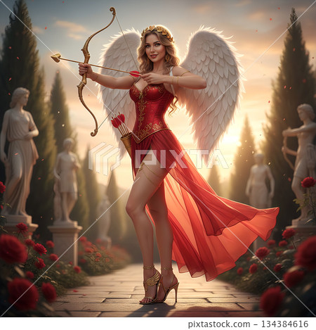 裝扮成丘比特的女子 134384616