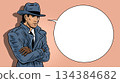 Detective man banner with speech bubble in pop art style 134384682