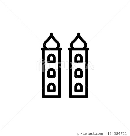 mosque tower icon. islamic icon. perfect to logo, presentation, template, website, application, and more product. vector icon design line style 134384721