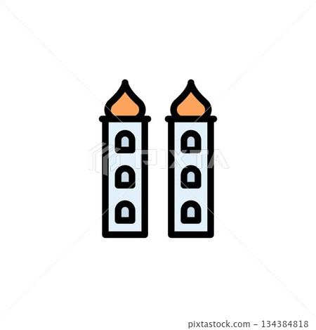 mosque tower vector icon filled line style. perfect use for logo, presentation, website, and more. simple modern icon design color line style mosque tower vector icon filled line style. perfect use for logo, presentation, website, and more. simple modern icon design color line style 134384818