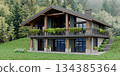 Private chalet-style house in green and stone in the mountains 134385364