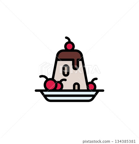 pudding vector icon. bakery icon filled line style. perfect use for logo, presentation, website, and more. simple modern icon design color line style 134385381