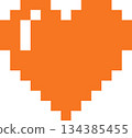 Orange heart pixel art 134385455