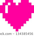 Pink heart pixel art 134385456