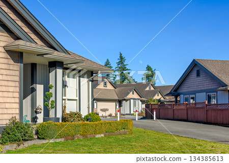 Houses in residential area on winter season in British Columbia 134385613