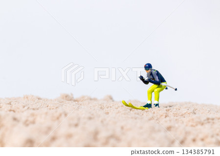 Minimal Sport Concept with Miniature Skier Minimal Sport Concept with Miniature Skier 134385791