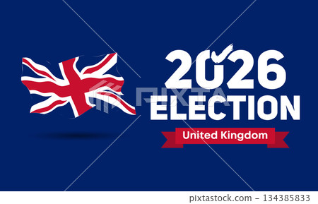 United Kingdom election 2026 banner with clean blue background style United Kingdom election 2026 banner with clean blue background style 134385833
