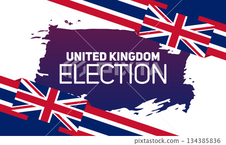 United Kingdom election banner with brush stroke flag background United Kingdom election banner with brush stroke flag background 134385836