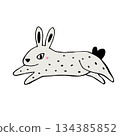 Cute Hand drawn Rabbit Illustration. Perfect for Easter Decor, Nursery Prints, and Kids' Springtime T-Shirt Designs 134385852