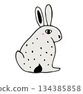 Cute Hand drawn Rabbit Illustration. Perfect for Easter Decor, Nursery Prints, and Kids' Springtime T-Shirt Designs 134385858