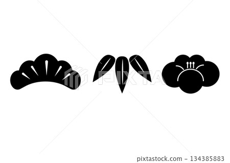 Pine, bamboo, and plum black silhouette simple illustration icon material vector Pine, bamboo, and plum black silhouette simple illustration icon material vector 134385883