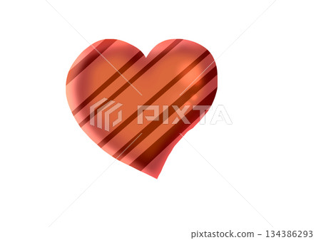 Illustration of a handmade chocolate heart coated with stripes Illustration of a handmade chocolate heart coated with stripes 134386293