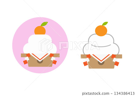 Kagami mochi icon illustration 134386413