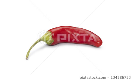 Red chili pepper on white background, hot ingredient 134386733