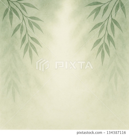 Bamboo forest series: Composition with bamboo branches hanging on both ends 134387116