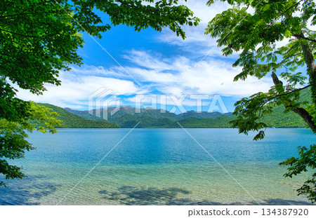 Nikko City, Tochigi Prefecture - View of Lake Chuzenji and Mt. Shirane in Oku-Nikko Nikko City, Tochigi Prefecture - View of Lake Chuzenji and Mt. Shirane in Oku-Nikko 134387920