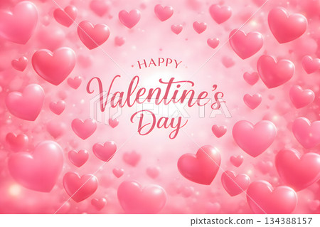 情人節快樂粉紅愛心背景 134388157